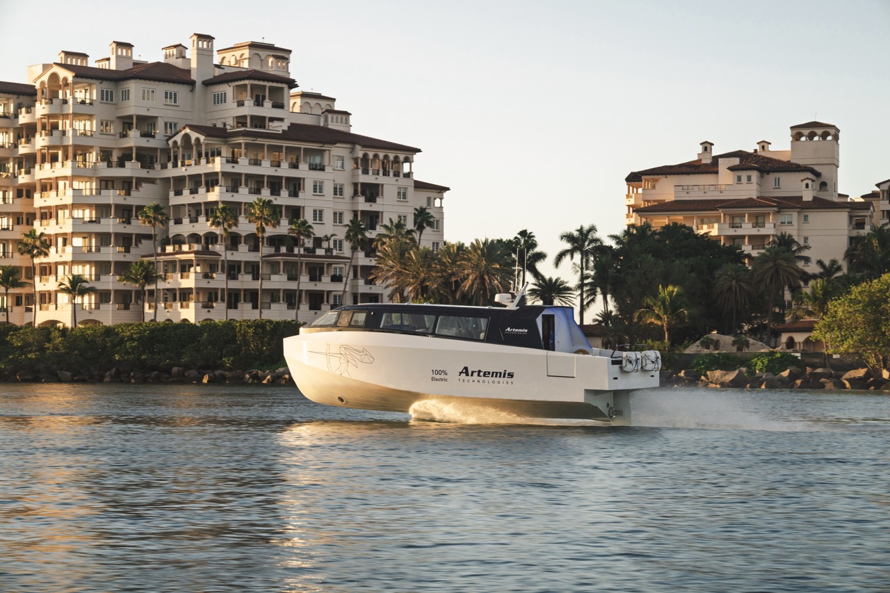 Artemis EF-12 Escape · foiling at sunset, Miami